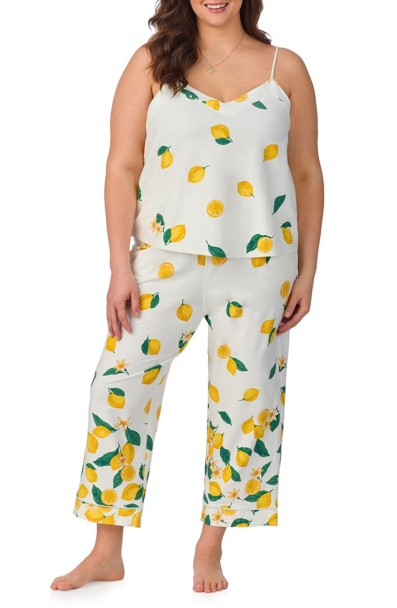 BedHead Pajamas Stretch Organic Cotton Jersey Crop Pajamas, Alternate, color, Main Squeeze Border