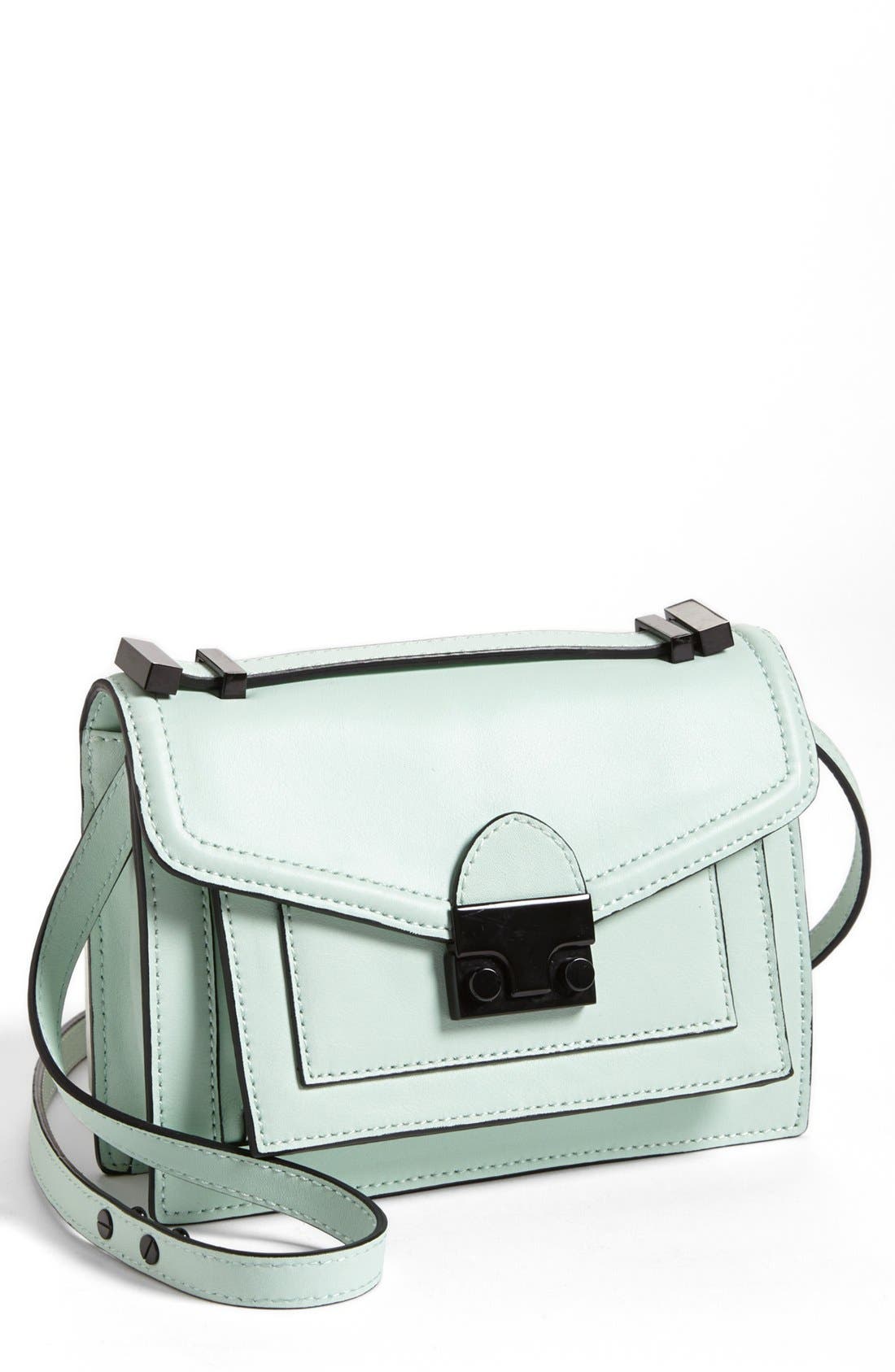'Rider - Mini' Leather Satchel, Main, color, MINT/ BLACK