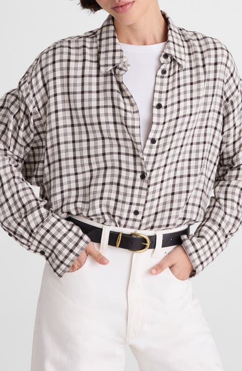 Heathered Flannel Dolman Button-Up Shirt