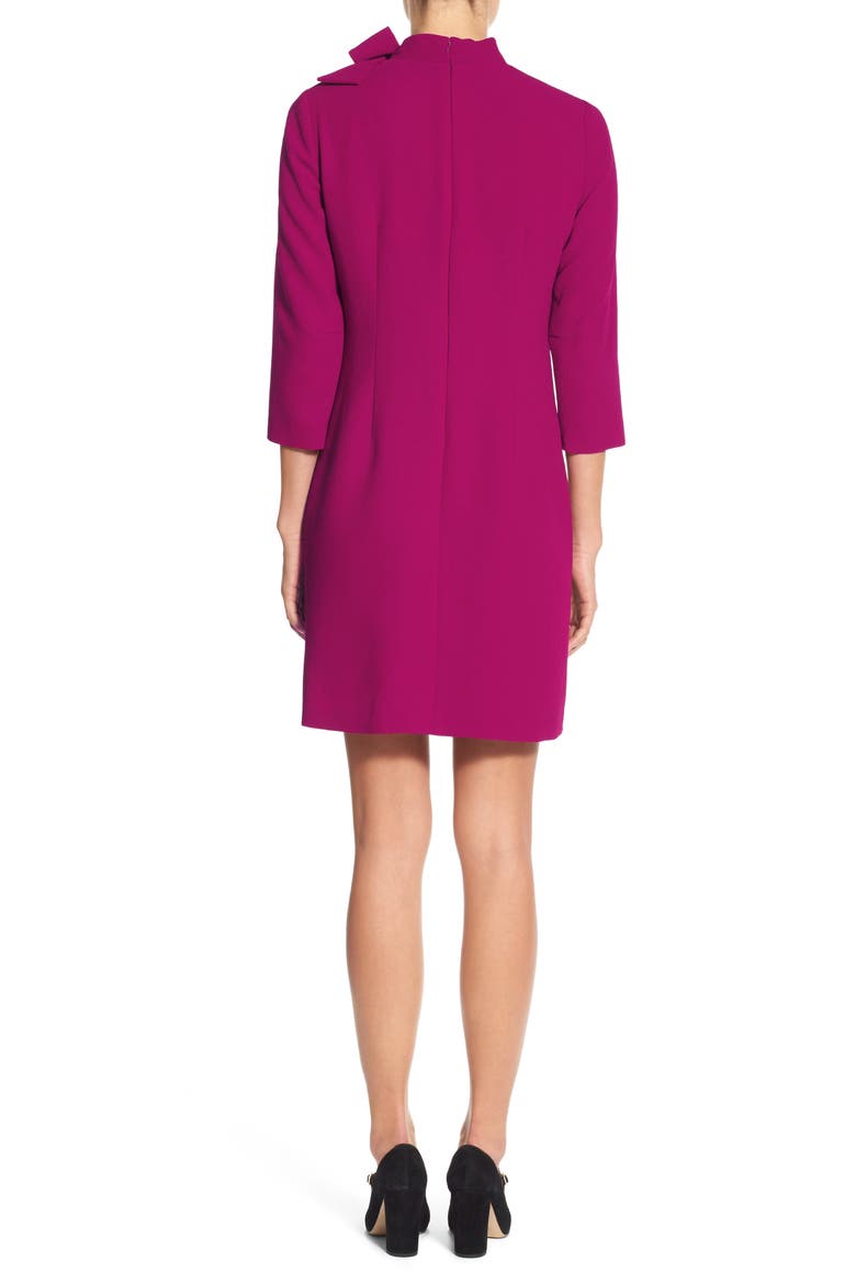 Bow Neck Crepe Shift Dress, Alternate, color, PINK