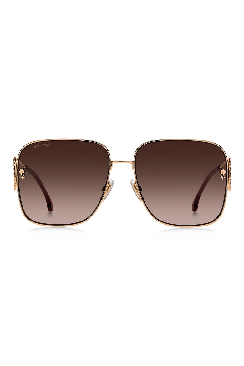61mm Gradient Square Sunglasses, Main, color, GOLD COPPER/ BROWN SF