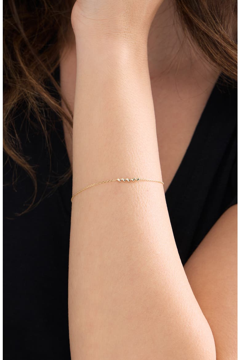 14K Yellow Gold Heart Bar Bracelet, Alternate, color, GOLD