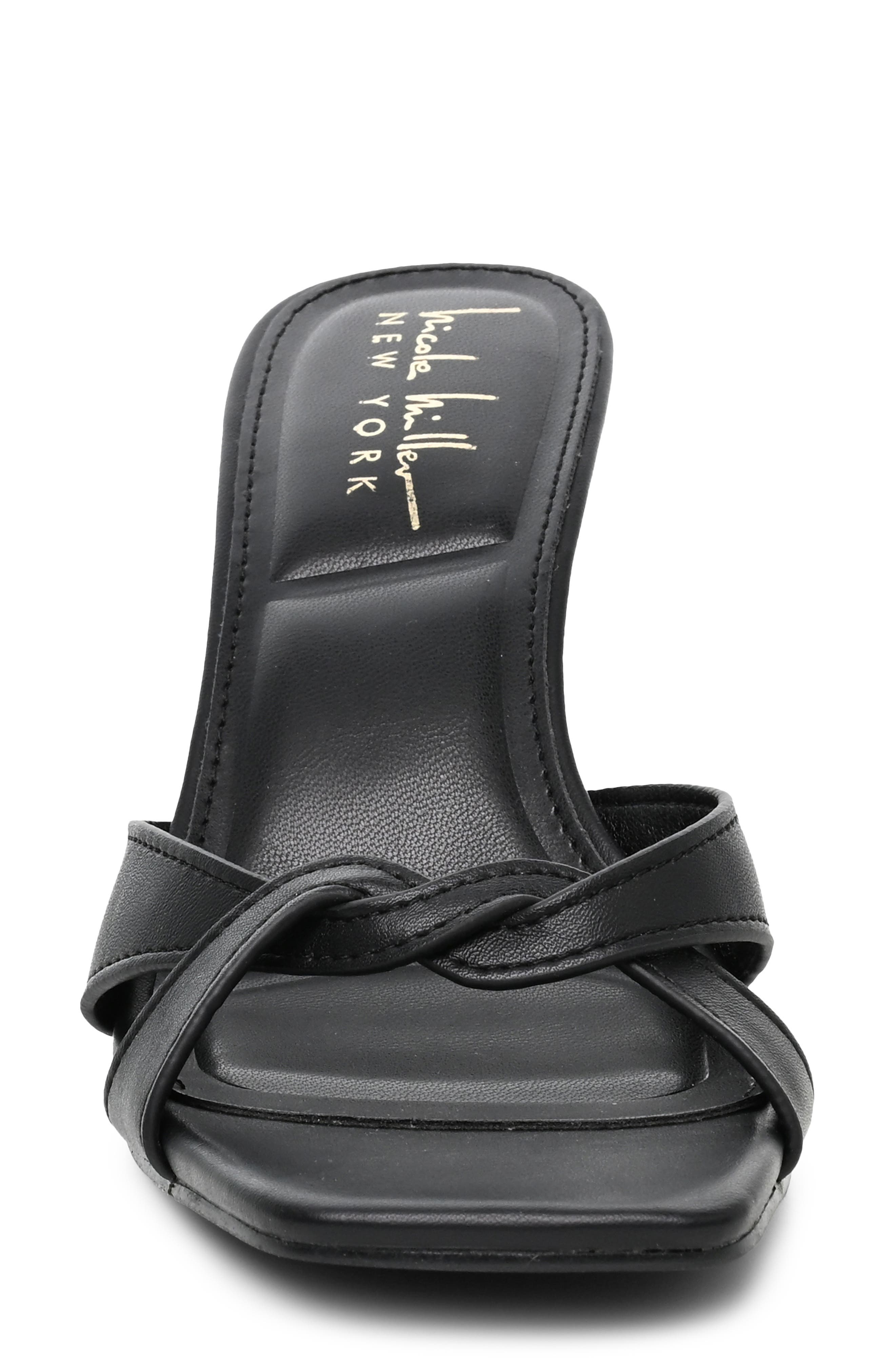 Twist Strap Heeled Sandal, Alternate, color, BLACK