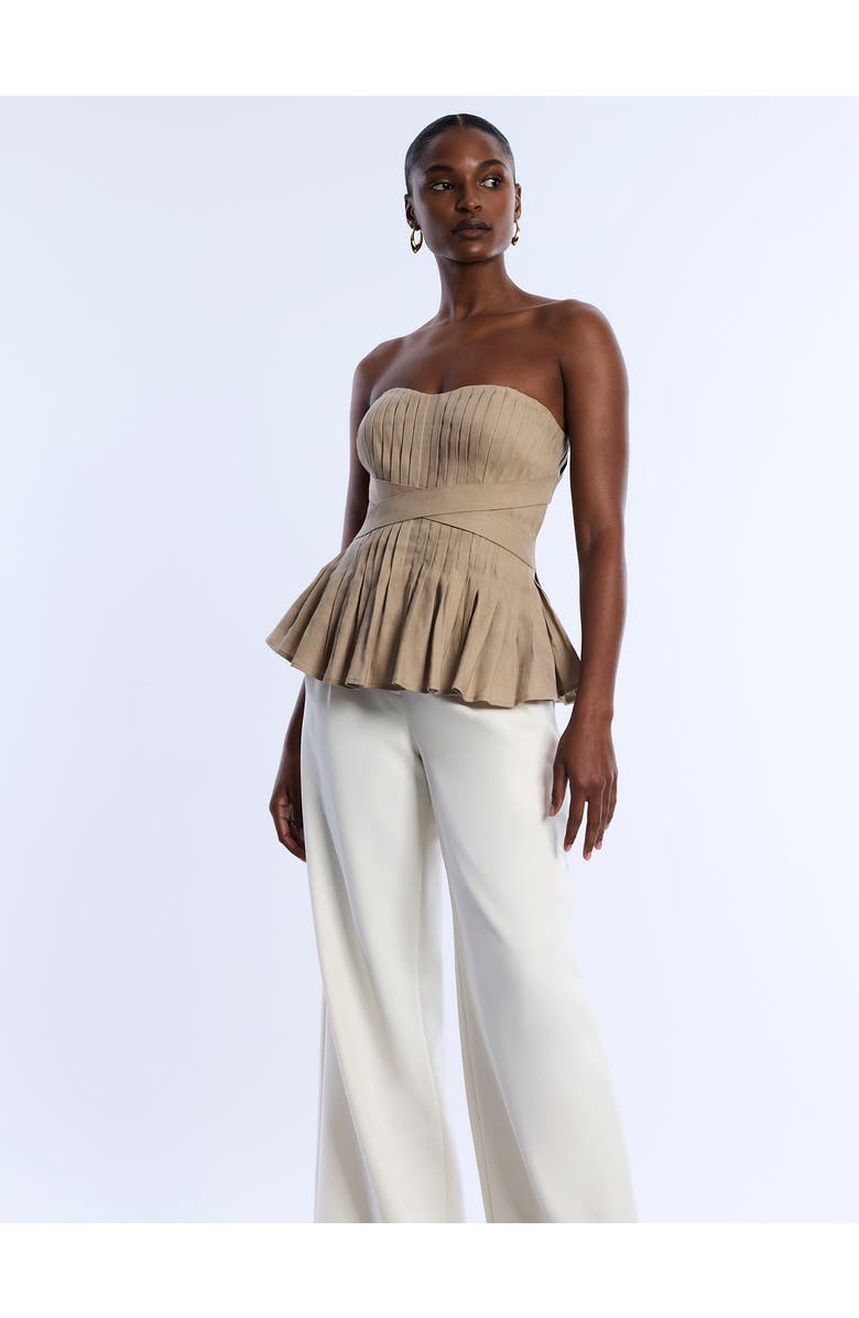 BCBGMAXAZRIA Stretch Linen Top, Alternate, color, Sandstone