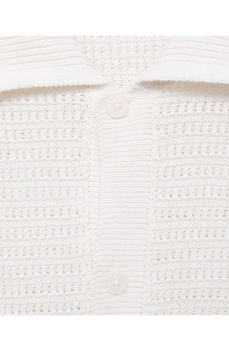 MANGO Short Sleeve Knit Button-Up Shirt, Alternate, color, Off White