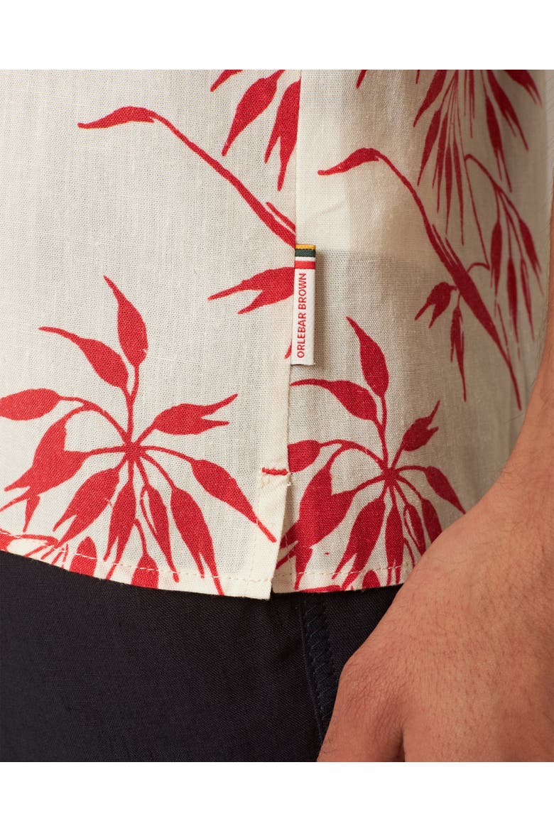 Hibbert Linen Shirt, Alternate, color, White Sand/Summer Red