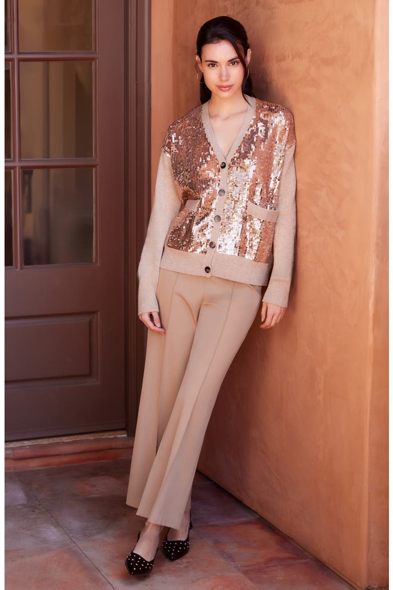 Sequin Cardigan, Alternate, color, DARK OATMEAL