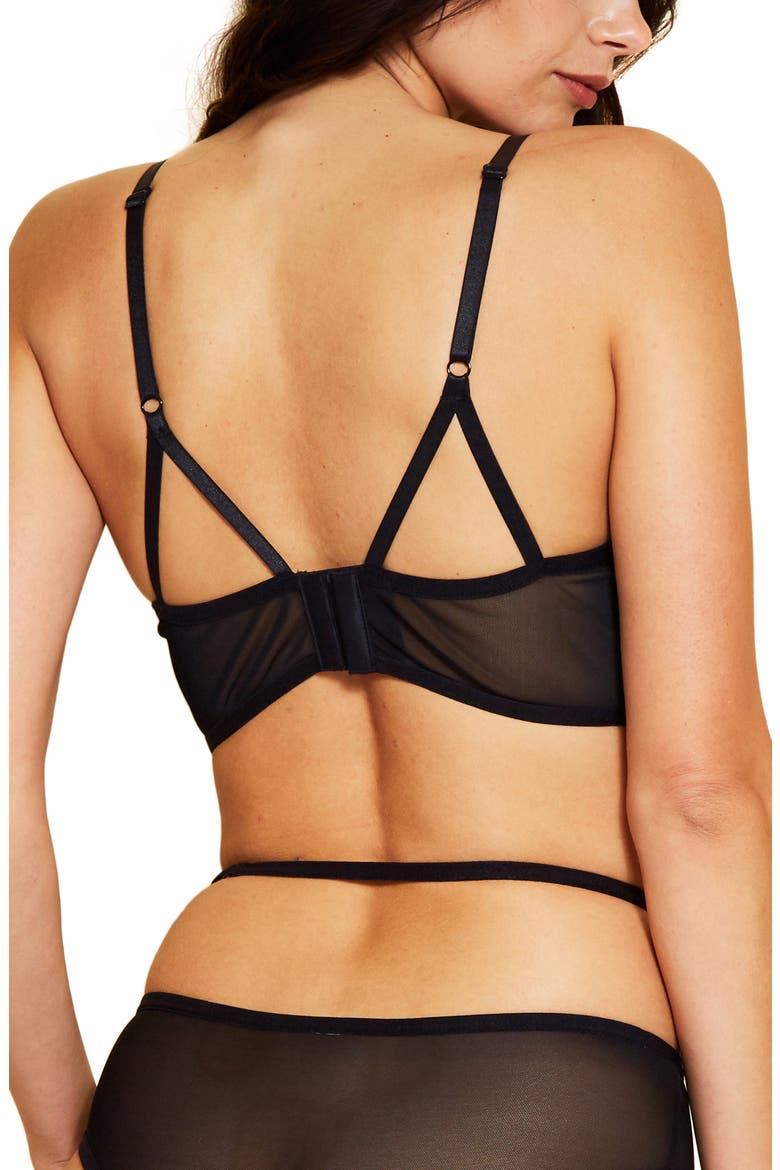 Hook and Eye Mesh Bralette, Alternate, color, BLACK