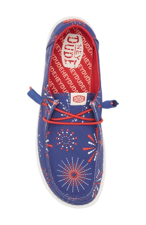 Hey Dude Wendy Fireworks Slip-on Moc Toe Shoe In Fireworks Navy