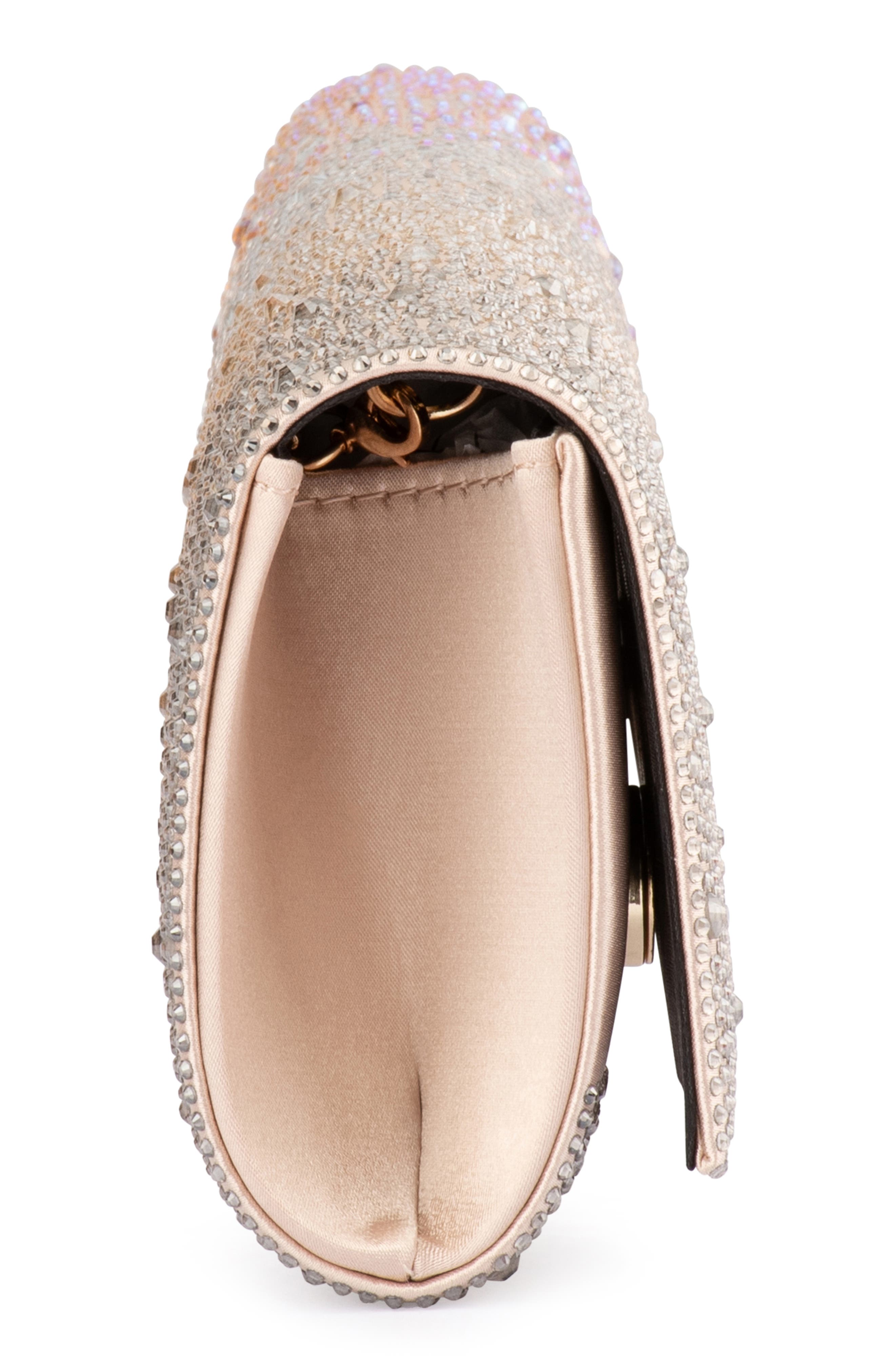Olga Berg Camille Ombré Hot Fix Crystal Clutch, Alternate, color, Blush