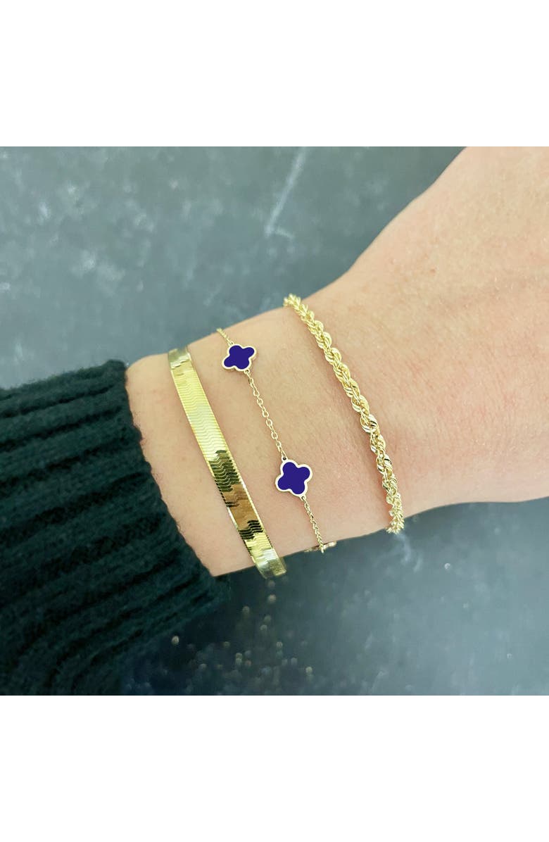 The Lovery Fine Jewelry Mini Lapis Clover Bracelet, Alternate, color, Lapis