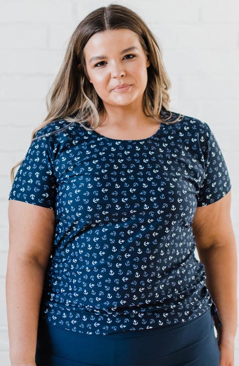 Plus Size Short Sleeve Adele Swim Top