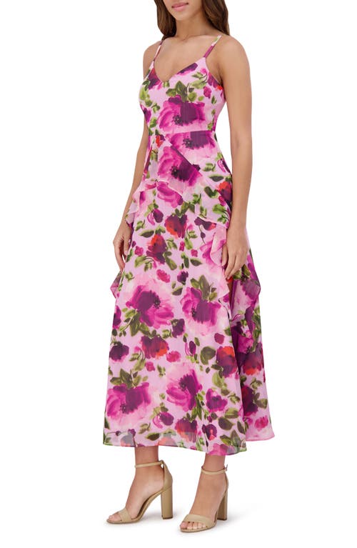 Siena Printed Chiffon Midi Dress In Pink
