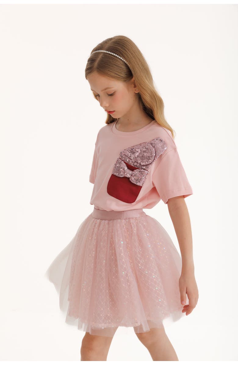 Mimi Tutu Glimmer Applique Outfit, Alternate, color, Pink