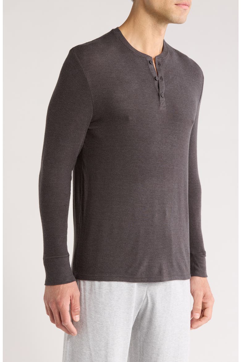 Long Sleeve Henley Lounge Shirt, Alternate, color, CHARCOAL HEATHER