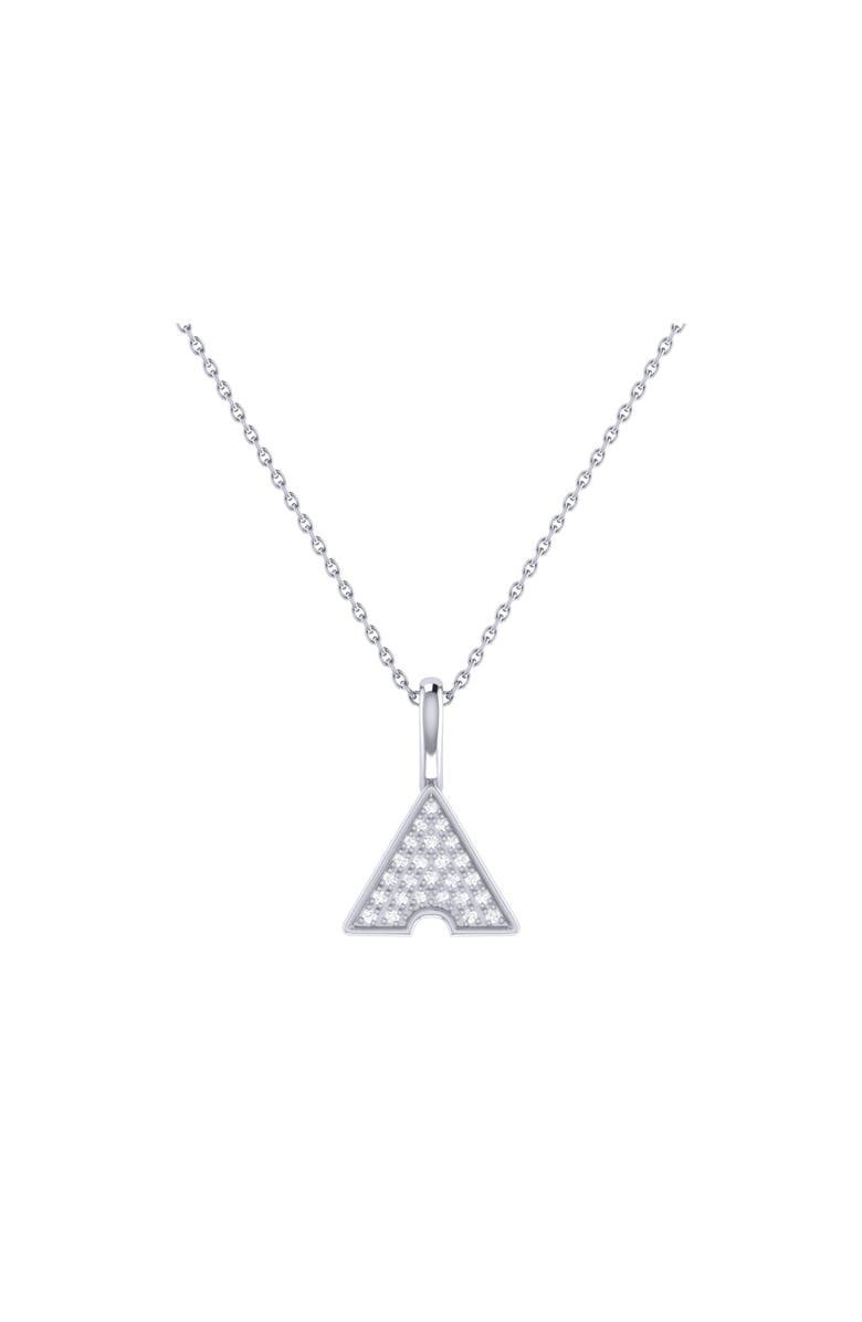 LuvMyJewelry Skyscraper Triangle Sterling Silver Diamond Chain Pendant, Main, color, 