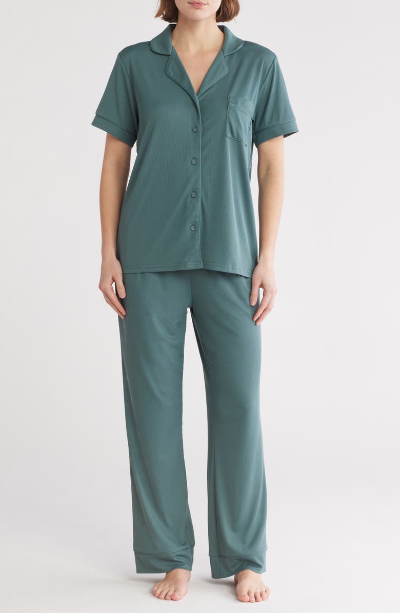 Nicole Miller Short Sleeve Notch Pajamas, Main, color, 