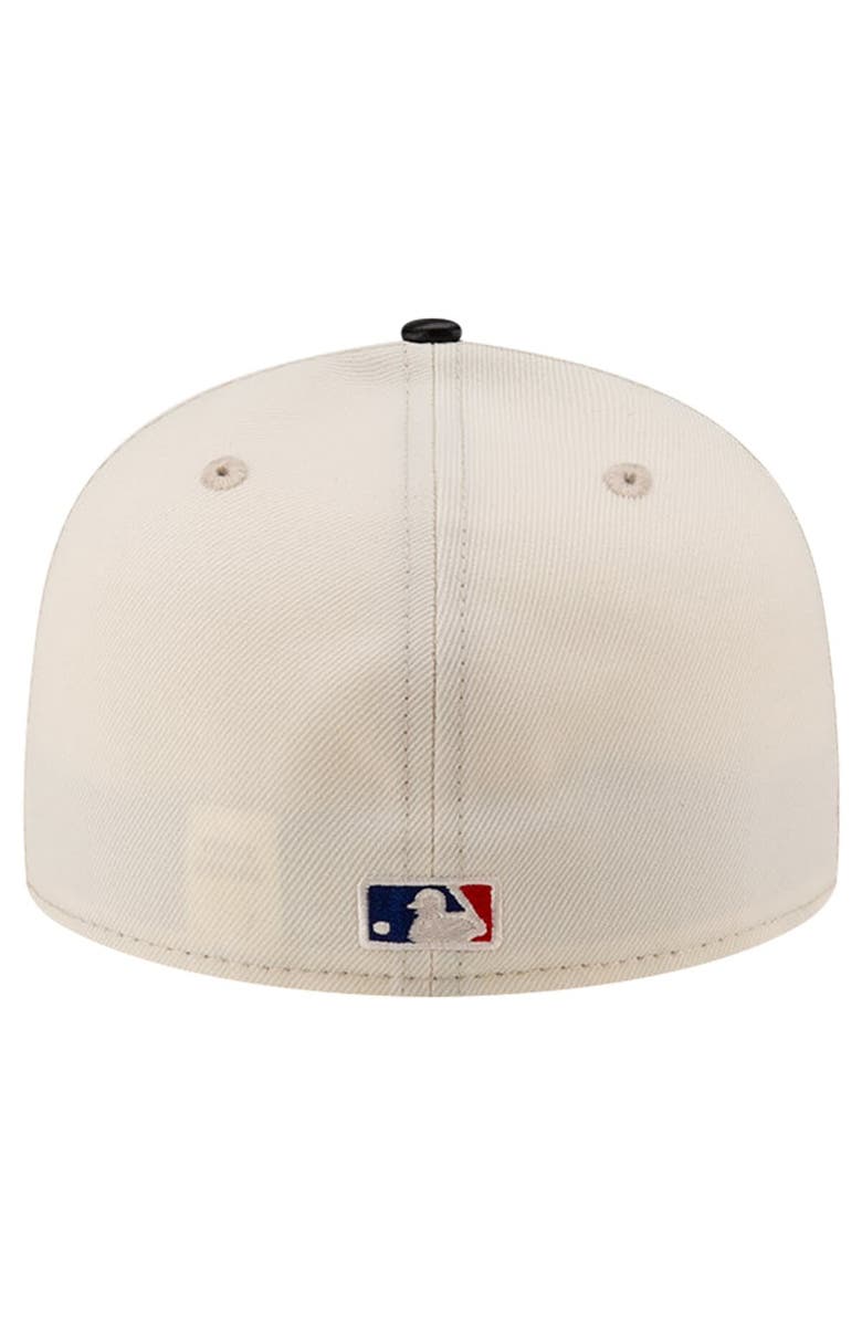 New Era Men's New Era Cream Los Angeles Dodgers Game Night Leather Visor 59FIFTY Fitted Hat, Alternate, color, 