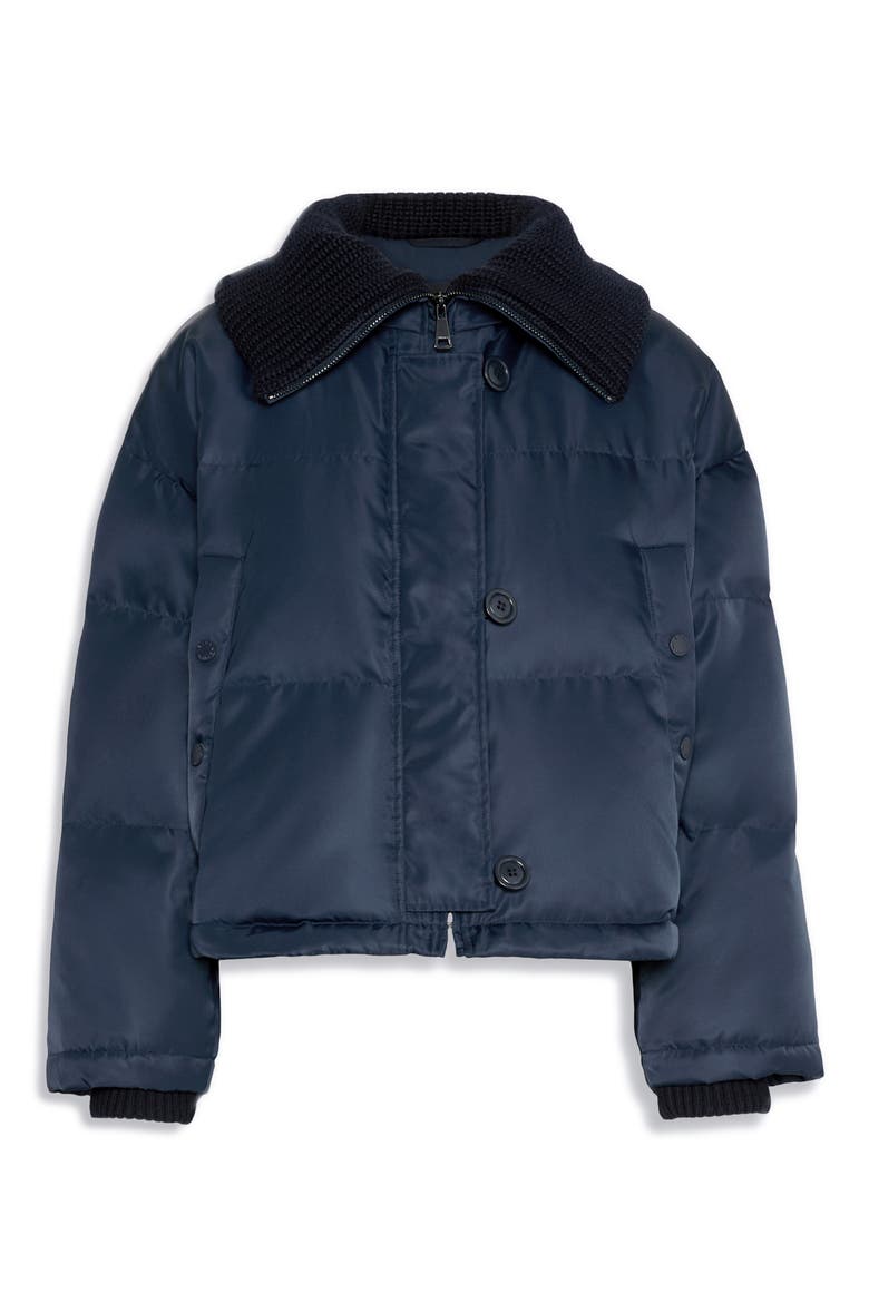 Knit Collar Quilted Down Puffer Jacket, Alternate, color, NAVY