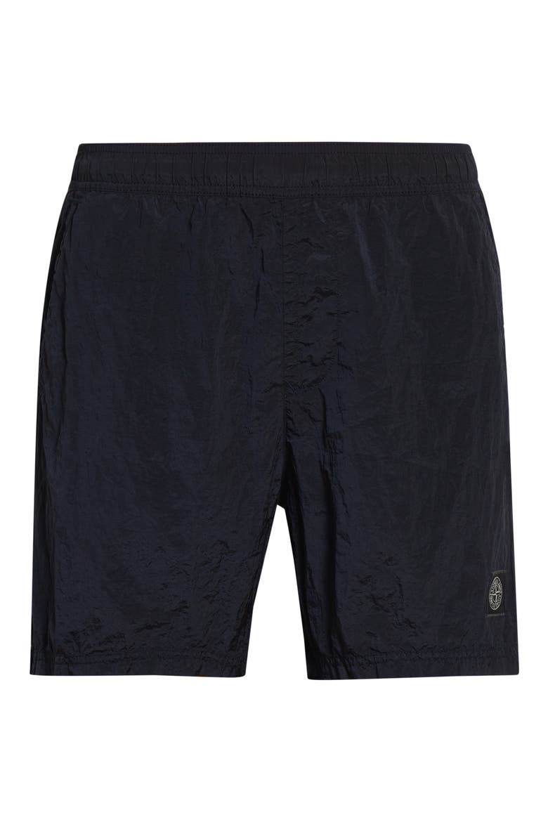 Compass Logo Patch Nylon Swim Trunks, Alternate, color, V0020 NAVY BLUE