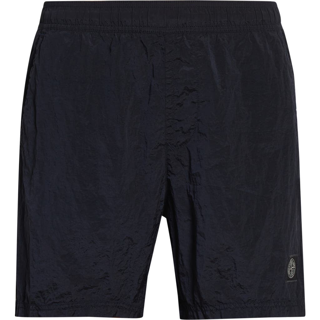 Stone Island Compass Logo Patch Nylon Swim Trunks in V0020 Navy Blue  product