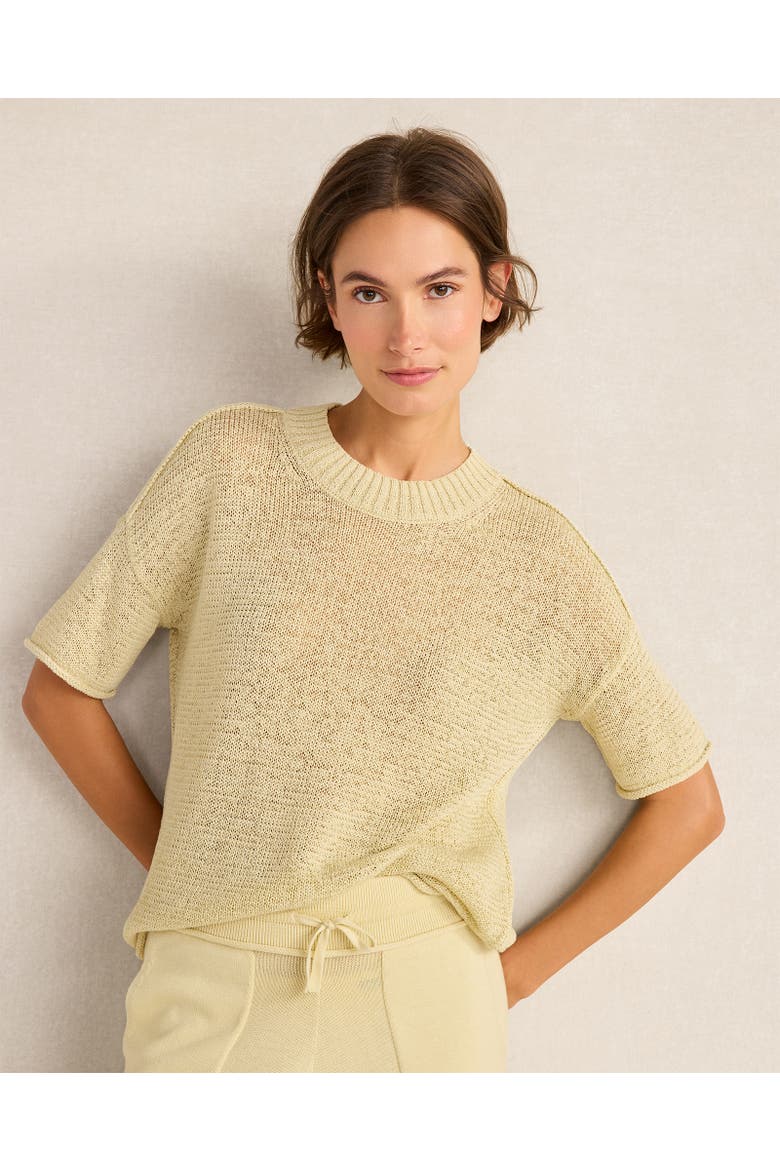 Organic Cotton Linen Tape Yarn Sweater, Main, color, Celery Leaf