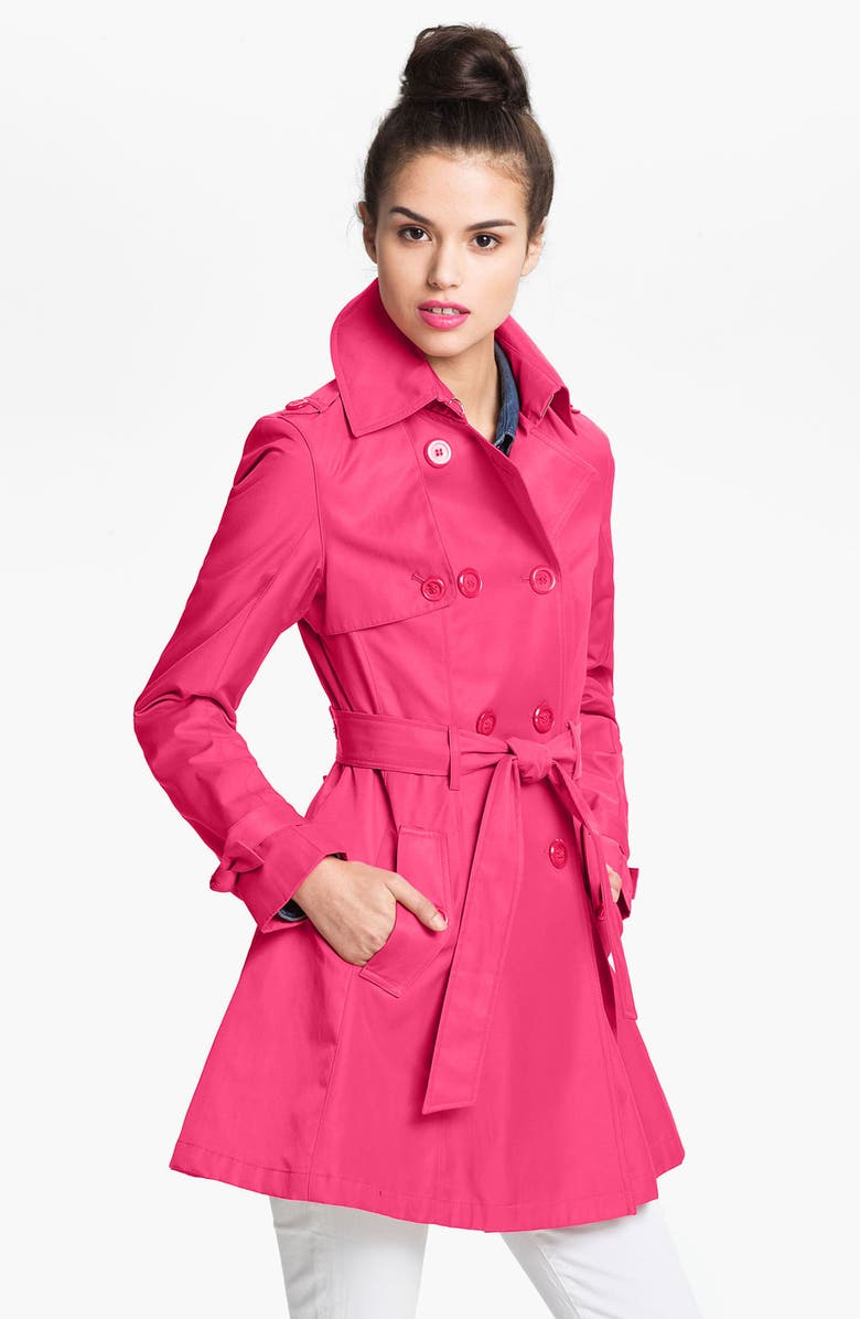 Betsey Johnson Lace-Up Back Trench Coat, Main, color, 