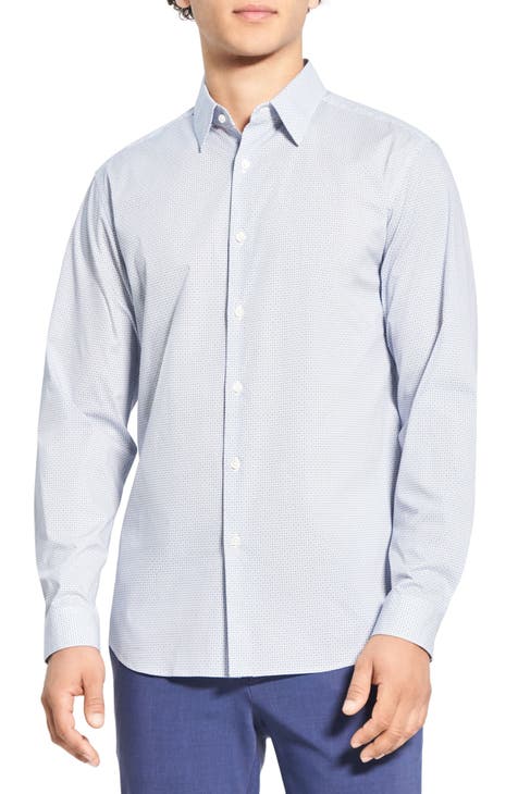 Irving Dot Print Stretch Button-Up Shirt