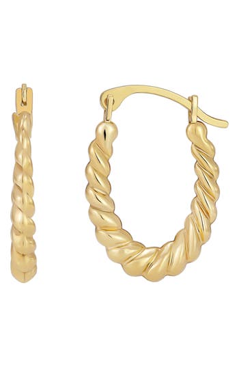 Candela Jewelry 10k Gold Oval Swirl Hoop Earrings