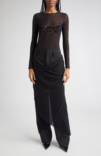 Flocked Velvet Tattoo Logo Mesh Top