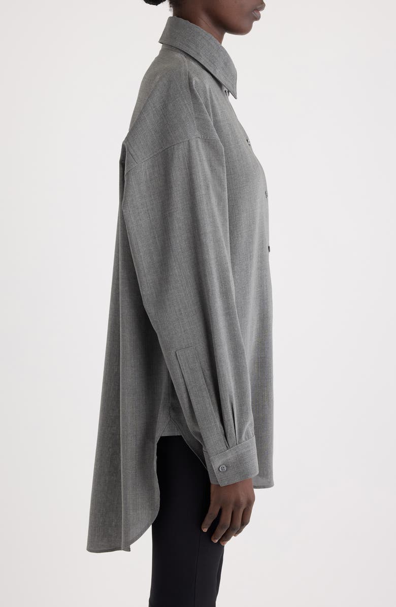 Jacquemus La Chemise d'Homme Oversize Stretch Virgin Wool Button-Up Shirt, Alternate, color, Grey