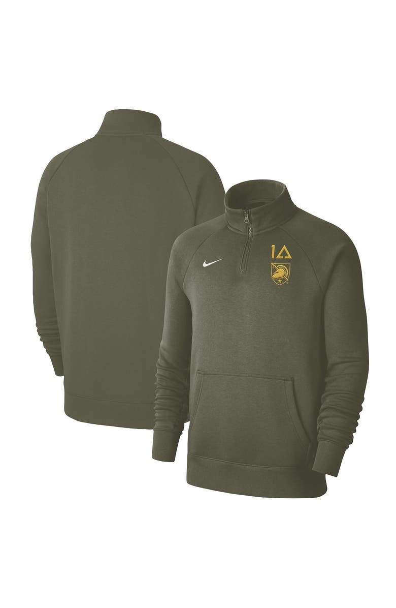 Nike Men's Nike Olive Army Black Knights 1st Armored Division Old Ironsides Club Fleece Quarter-Zip Pullover Jacket, Main, color, 