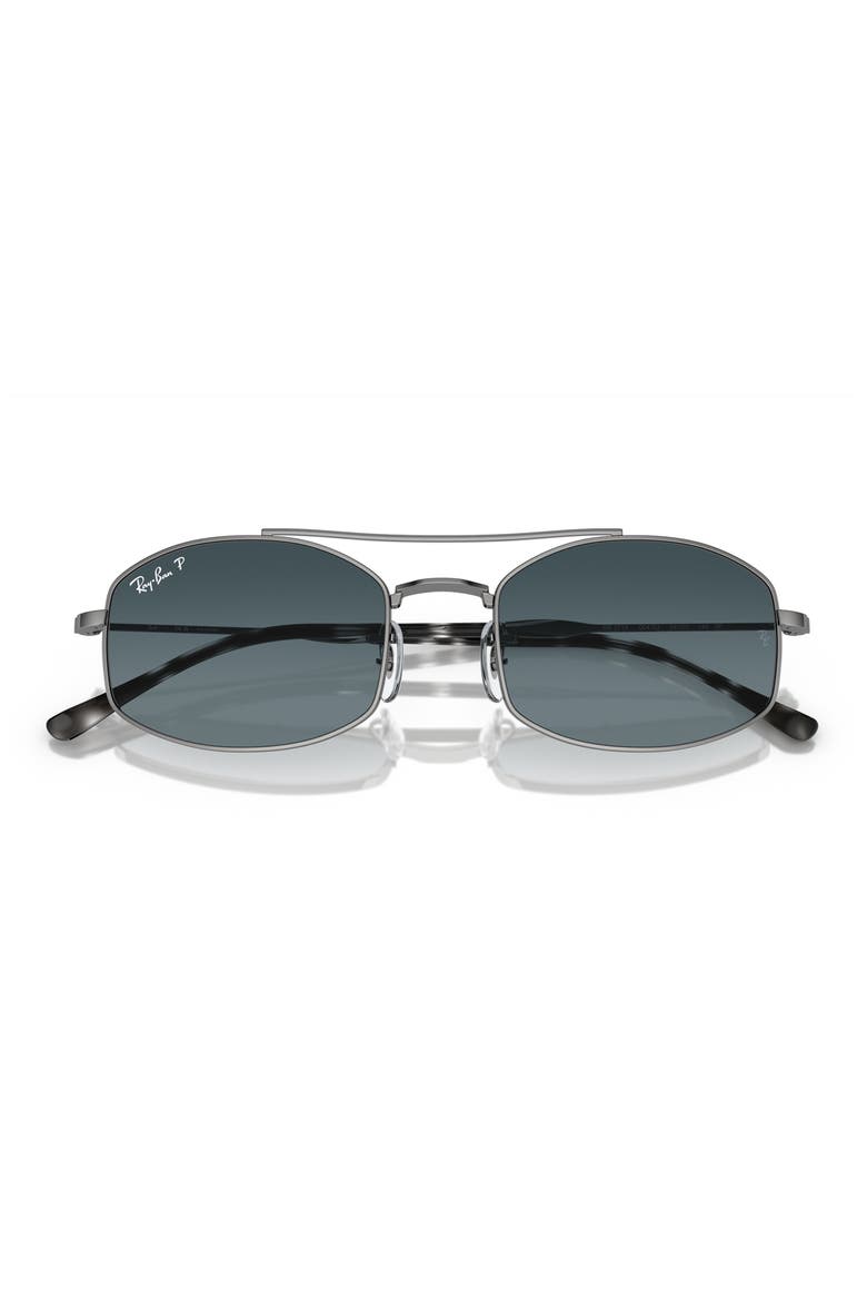 54mm Polarized Oval Sunglasses, Alternate, color, GUNMETAL