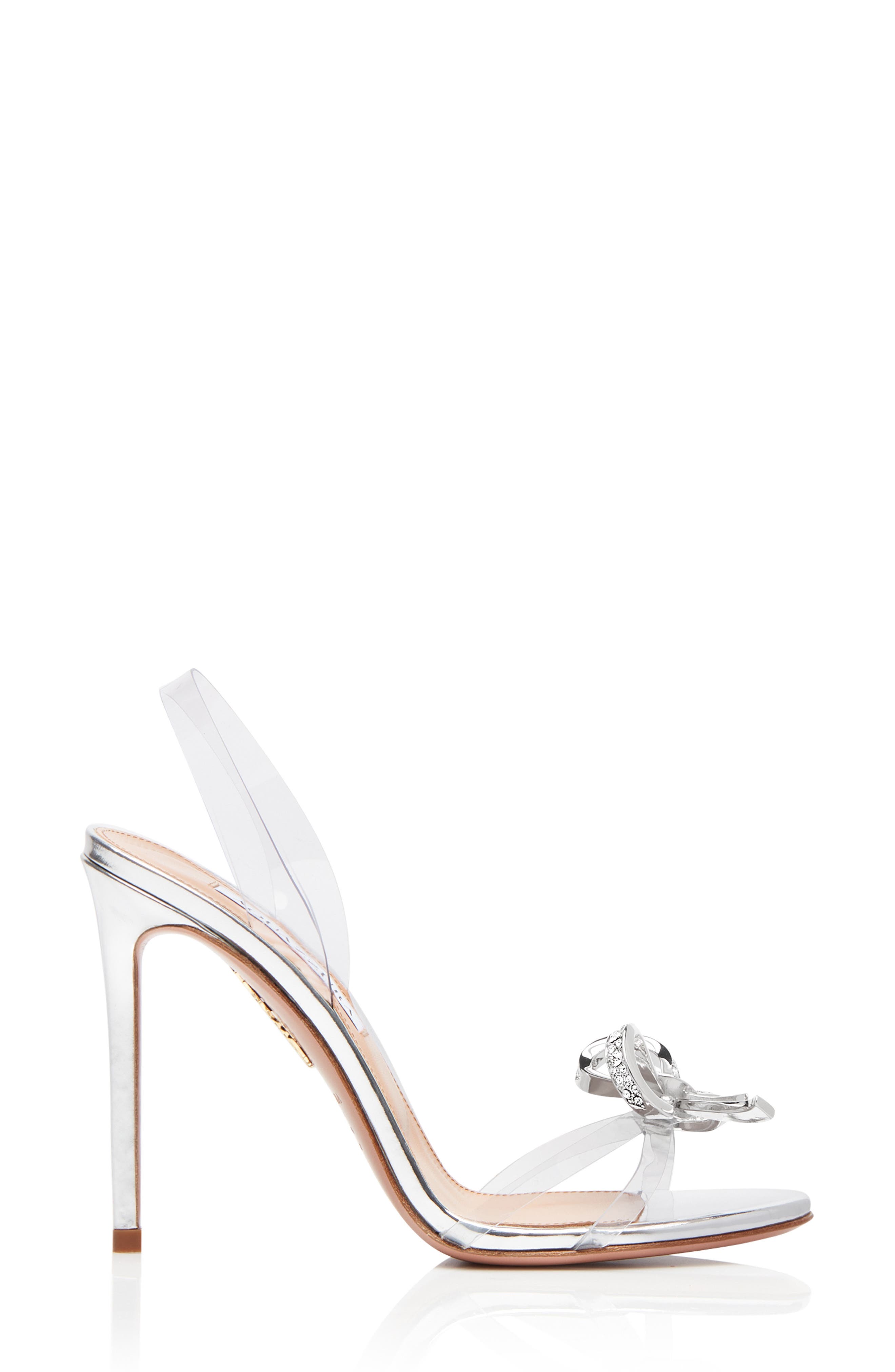 Aquazzura Babe Crystal Bow Transparent Slingback Sandal, Alternate, color, 