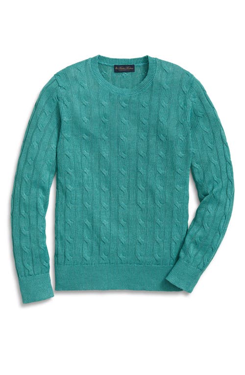 Brooks Brothers Cotton Cableknit Crewneck Sweater In Green