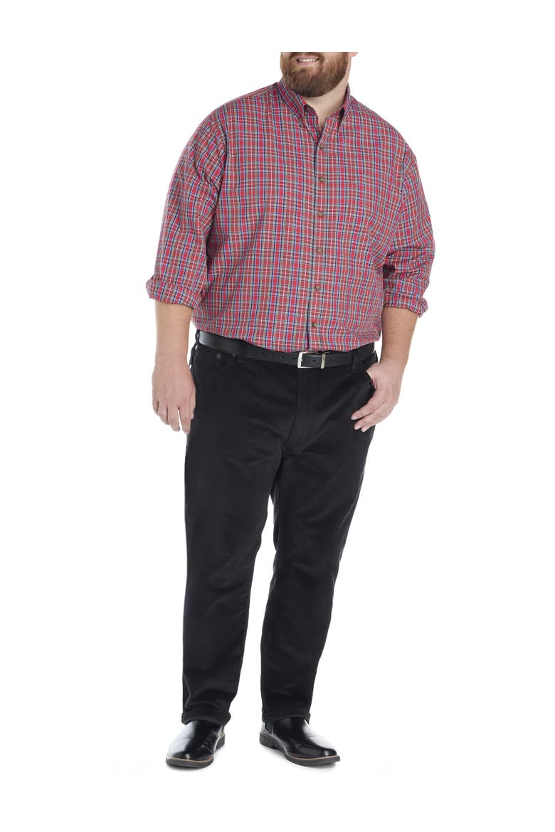 Big & Tall Easy-Care Small Plaid Sport Shirt, Alternate, color, RED