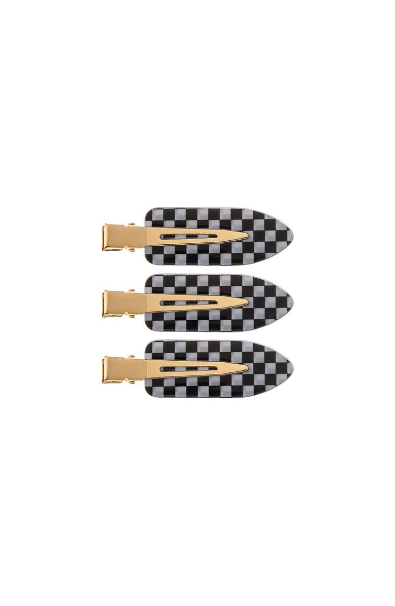 BY ADINA EDEN Checker Creaseless Clip Set, Main, color, Black & White