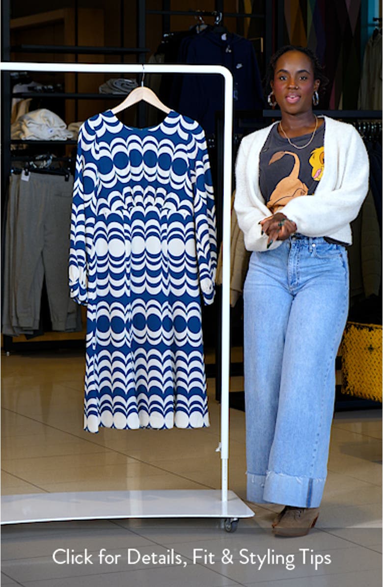 Long Sleeve Ruched Waist Midi Dress, sales video thumbnail