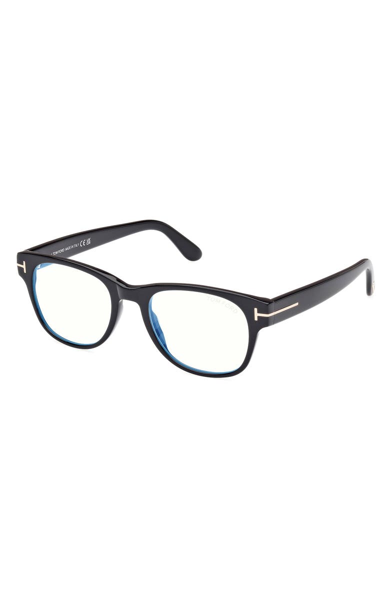 TOM FORD 52mm Square Blue Light Blocking Optical Glasses, Alternate, color,