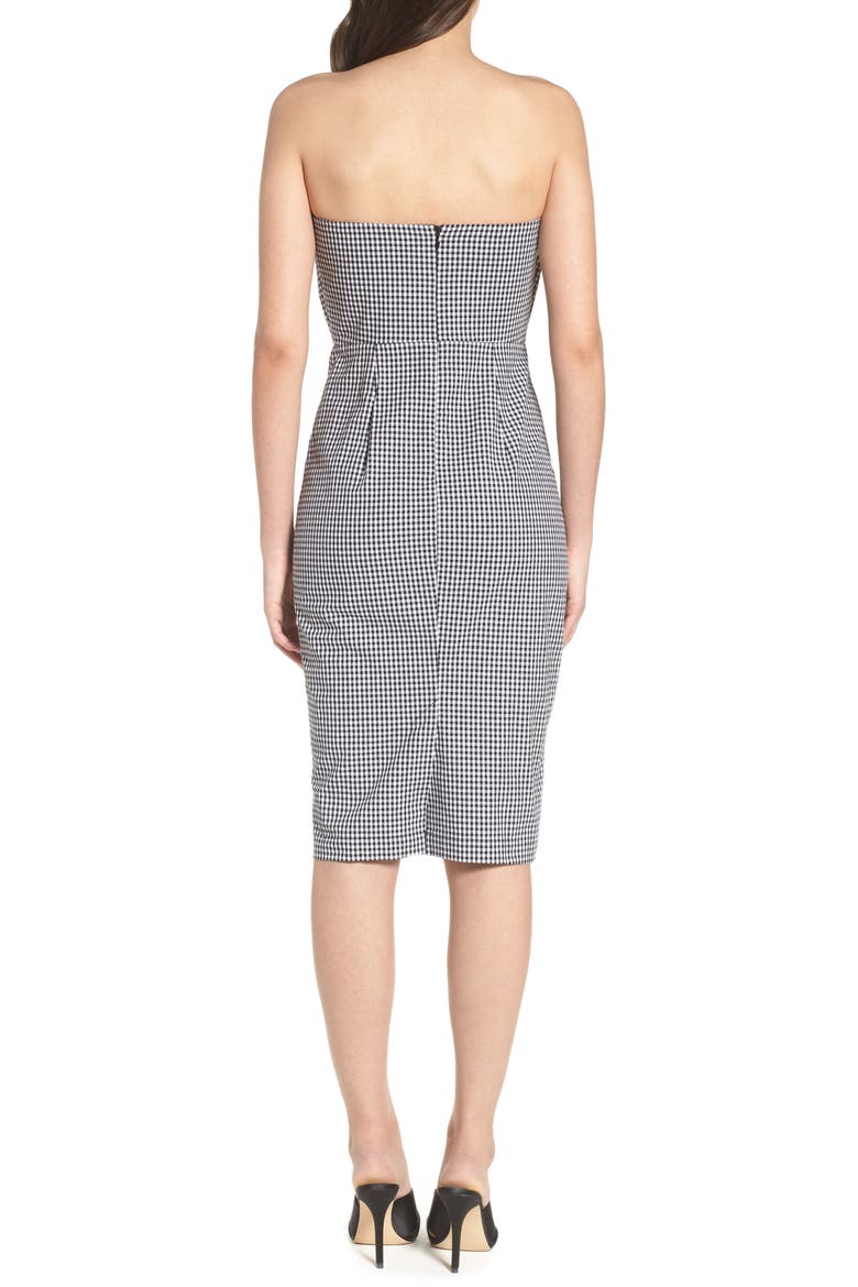Strapless Gingham Dress, Alternate, color, BLACK GINGHAM STRIPE
