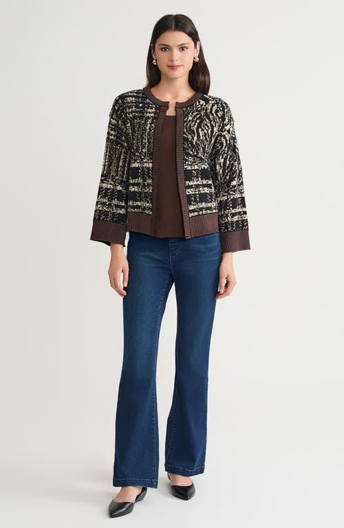 Ming Wang Contrast Trim Cozy Knit Cardigan In Multi