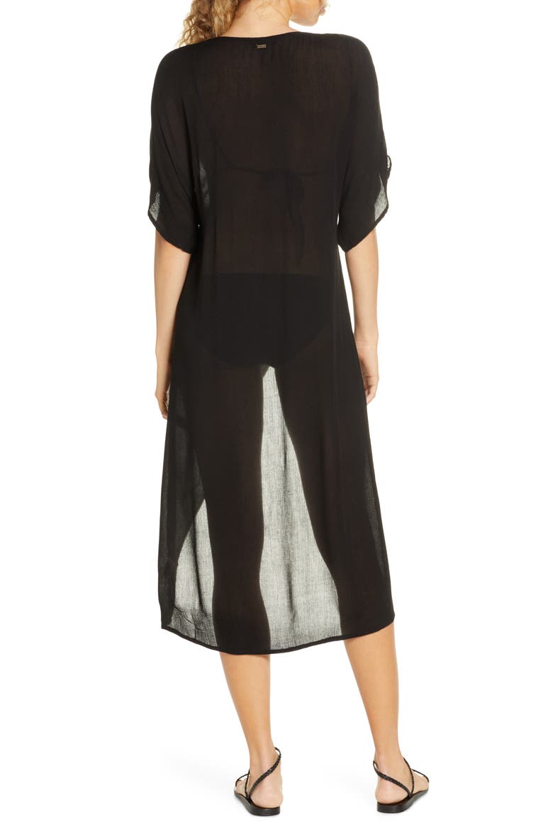 Saltwater Twist Cover-Up Tunic Dress, Alternate, color, BLACK