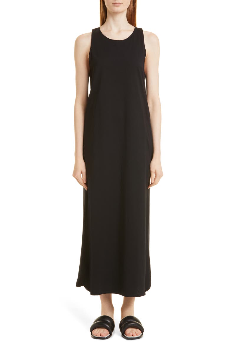 Loulou Studio Sleeveless Cotton Dress, Main, color, BLACK