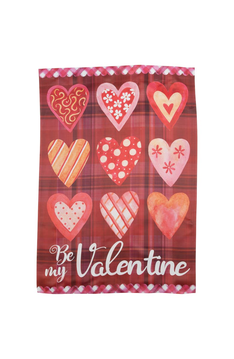 Northlight Be My Valentine Plaid and Heart Garden Flag 18" x 12.5", Main, color, Red
