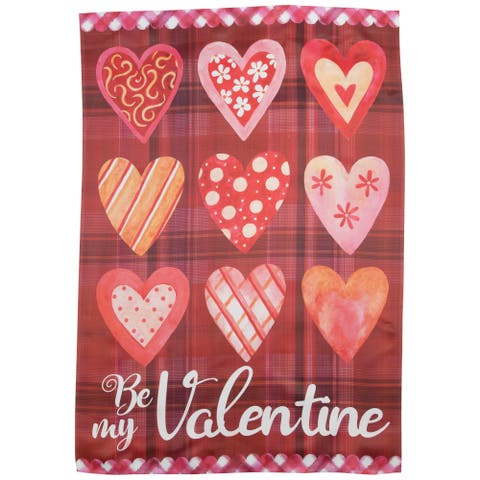 Be My Valentine Plaid and Heart Garden Flag 18" x 12.5"