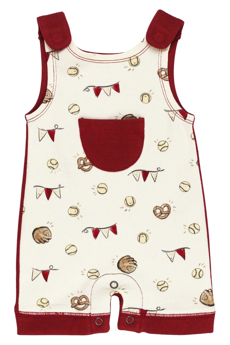 Print Sleeveless Organic Cotton Pocket Romper, Main, color, GAME DAY