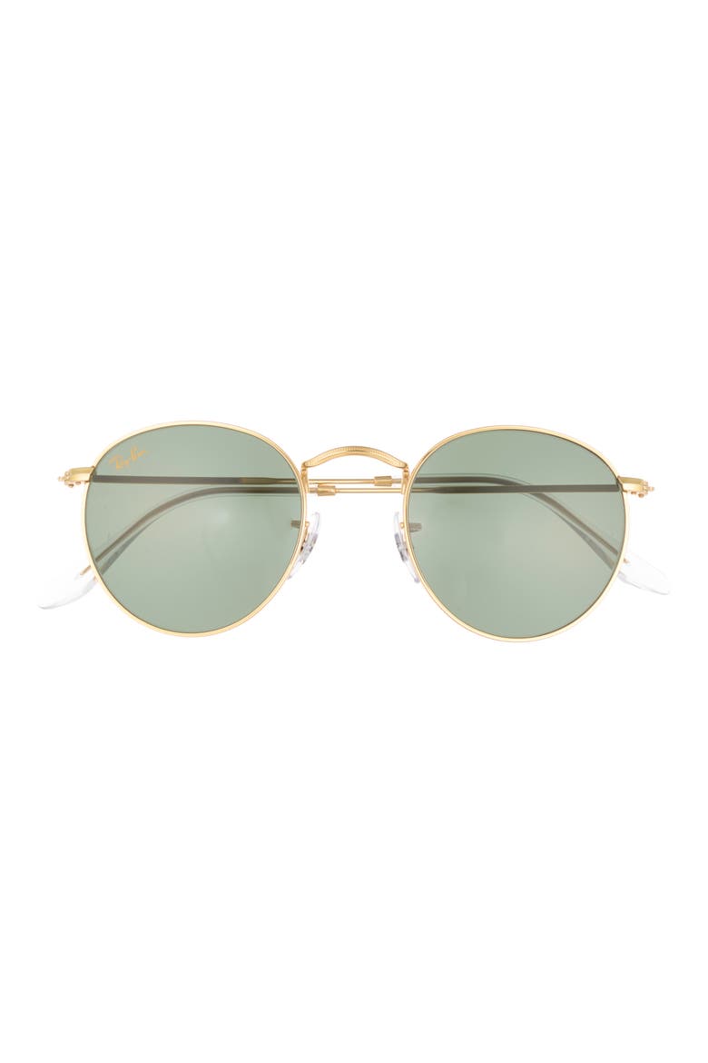 47mm Round Sunglasses, Main, color, GOLD/ LIGHT GREEN
