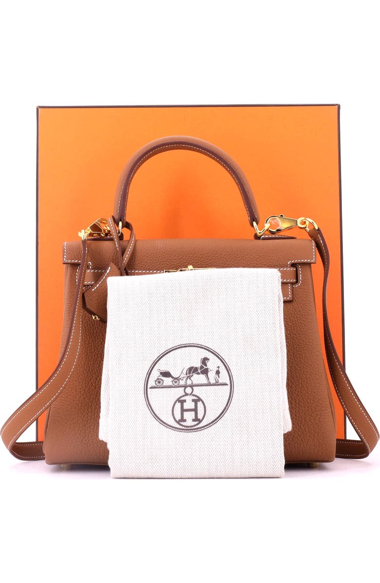 Pre-Owned Hermes Kelly Handbag Brown Togo with Gold Hardware 25, Alternate, color, Gold