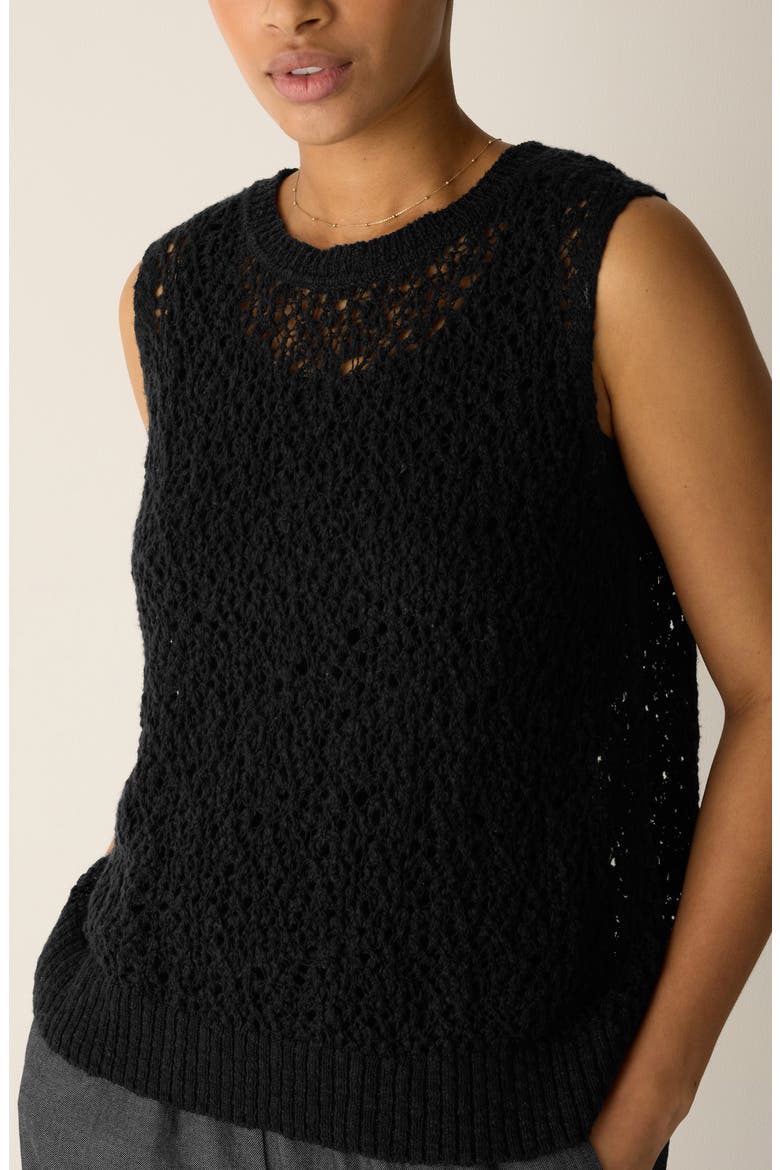 Organic Cotton Pointelle Shell, Alternate, color, BLACK