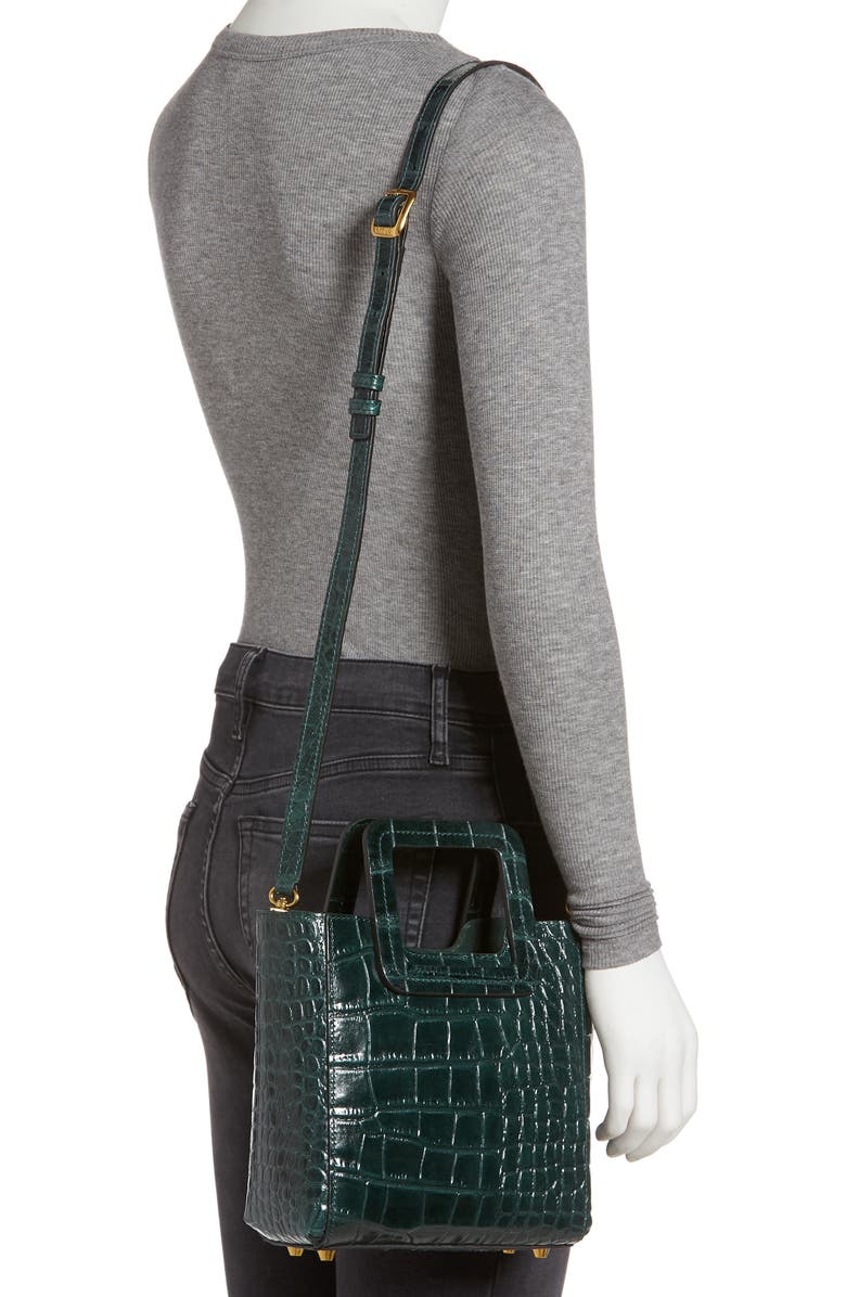 STAUD Mini Shirley Croc Embossed Leather Bag, Alternate, color,